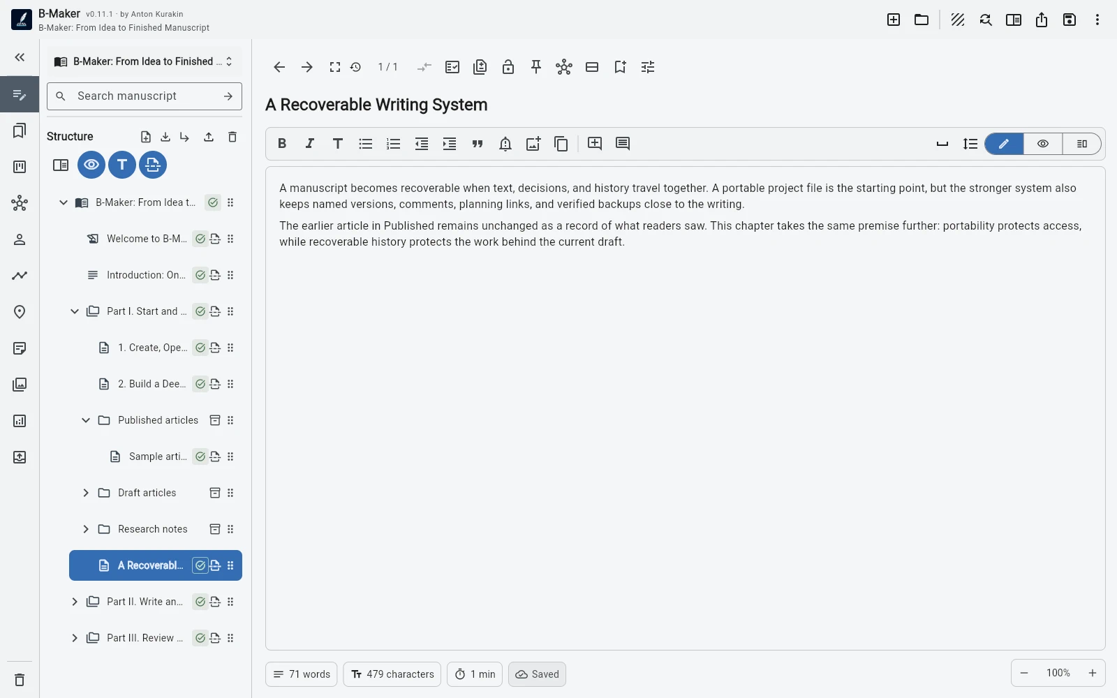 An archived published article alongside a revised book chapter based on it
