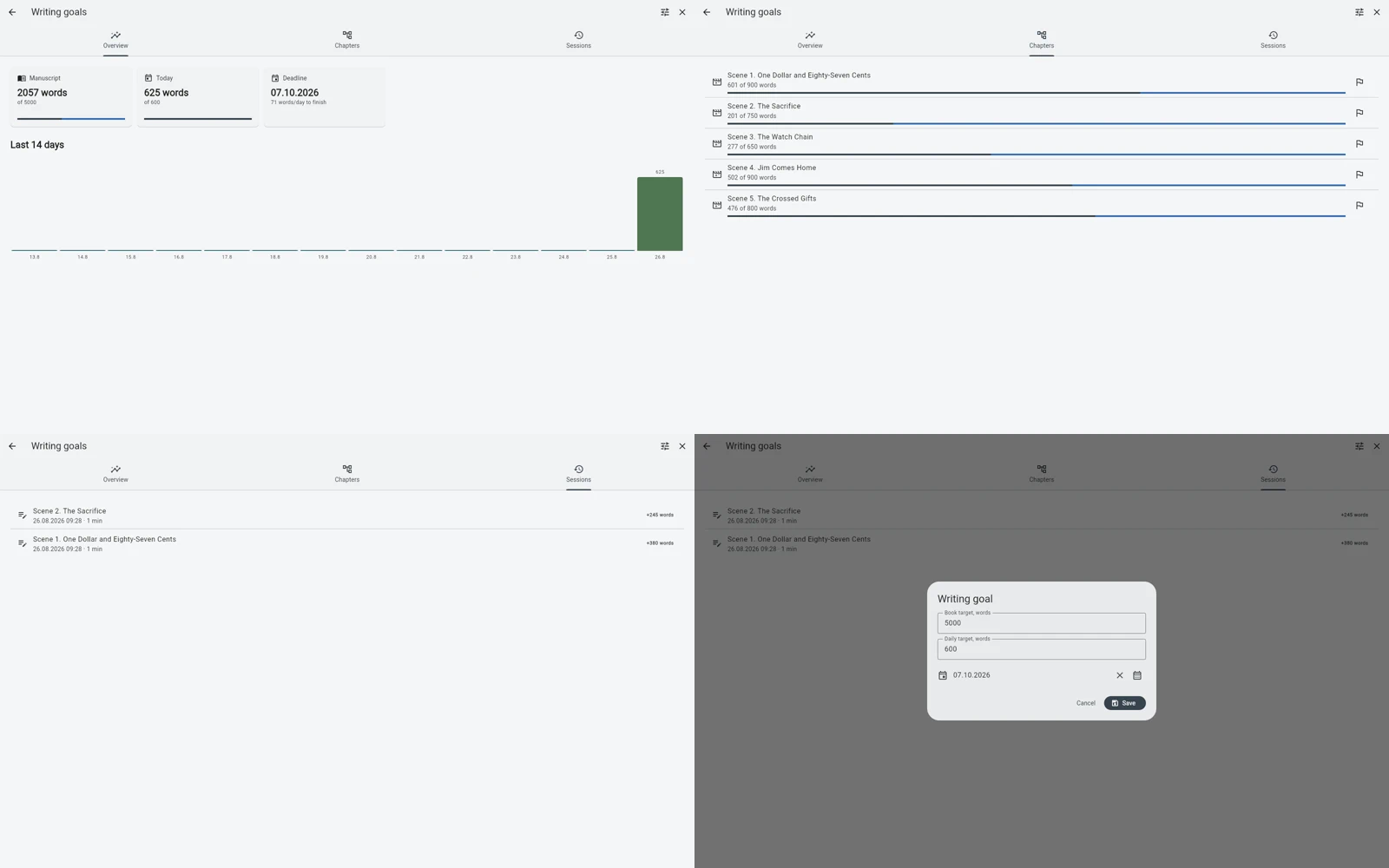 B-Maker book goal and current writing progress inside the project